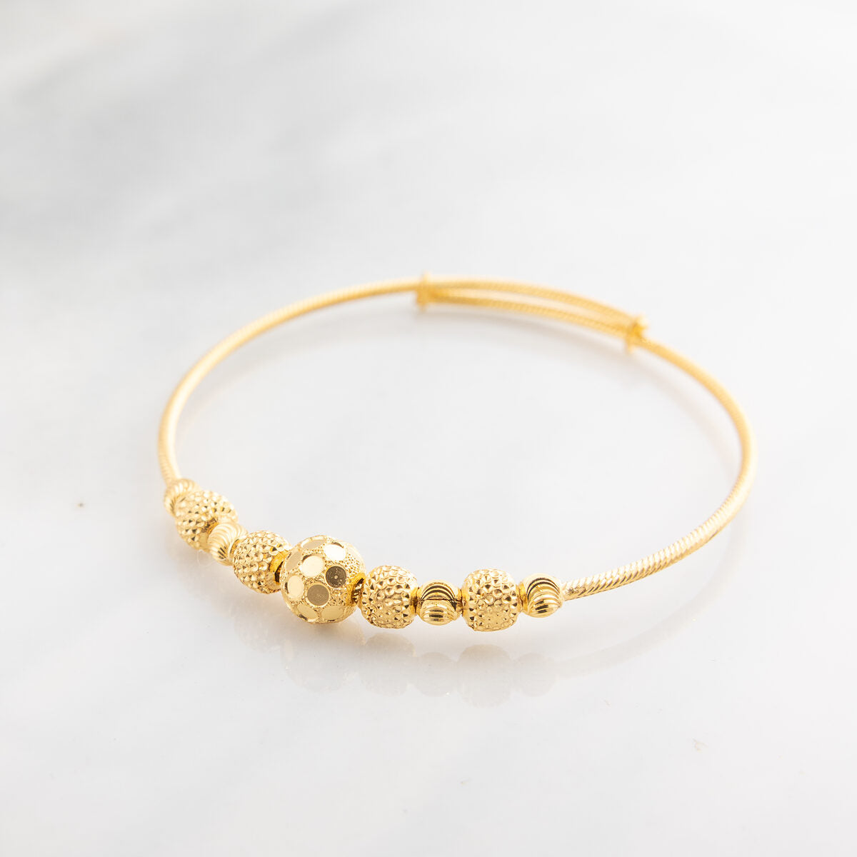 Beads Flex Kids Bangle (D130) - 925 Silver & 24K Gold Plated