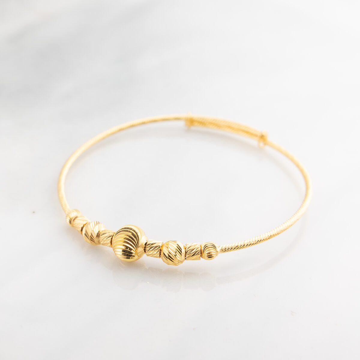 Beads Flex Kids Bangle (D131) - 925 Silver & 24K Gold Plated