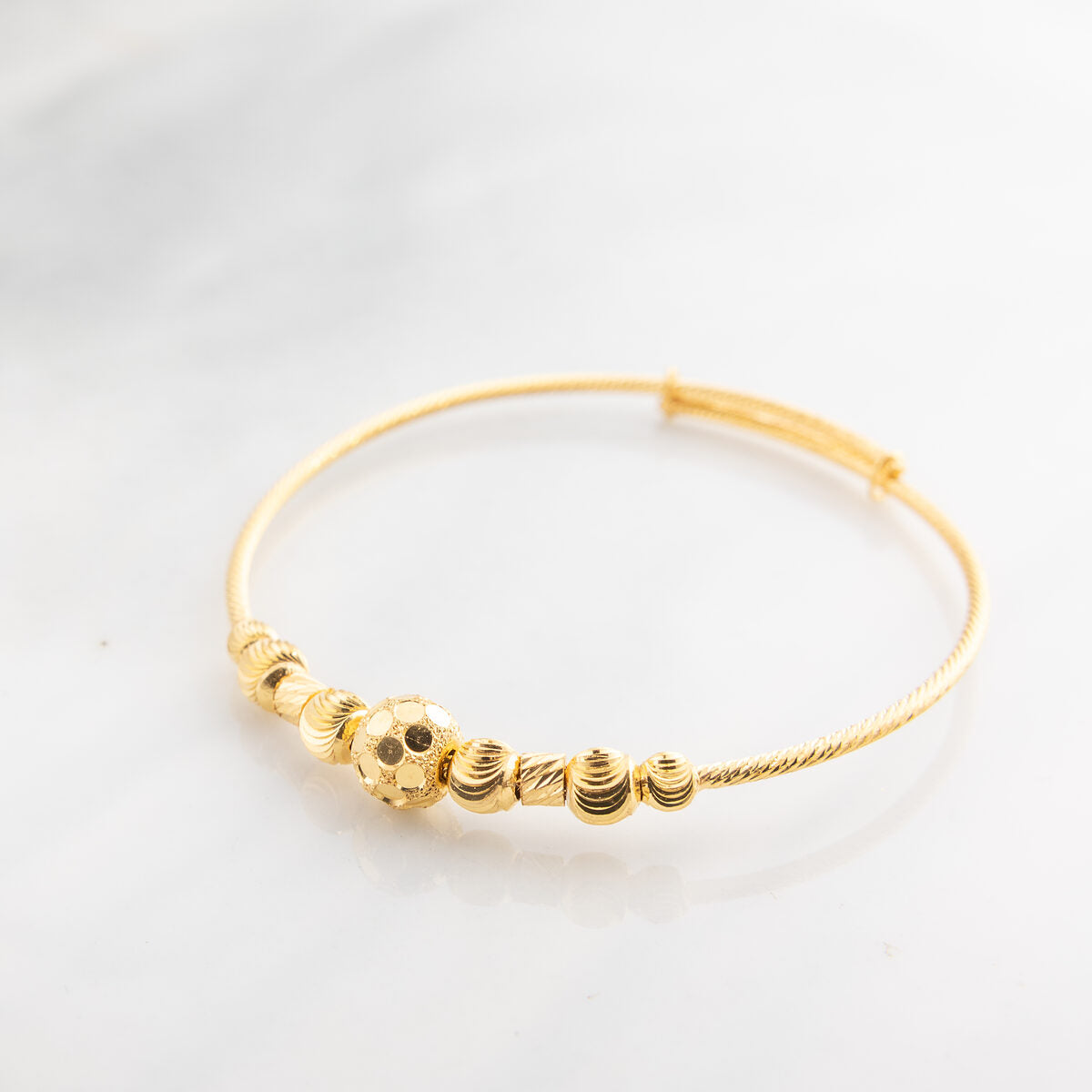 Beads Flex Kids Bangle (D134) - 925 Silver & 24K Gold Plated