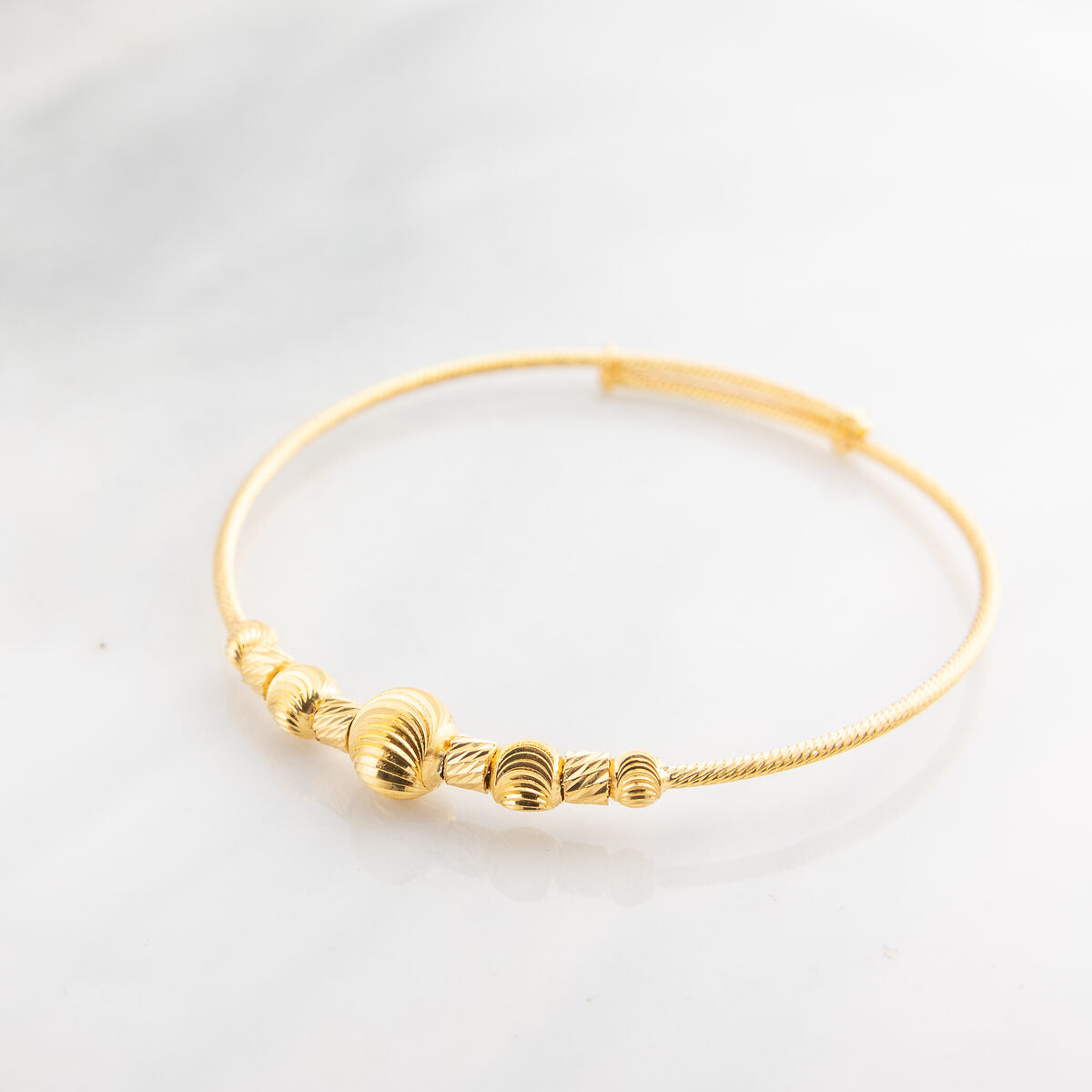 Beads Flex Kids Bangle (D140) - 925 Silver & 24K Gold Plated