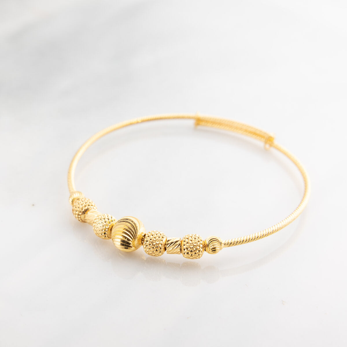Beads Flex Kids Bangle (D141) - 925 Silver & 24K Gold Plated