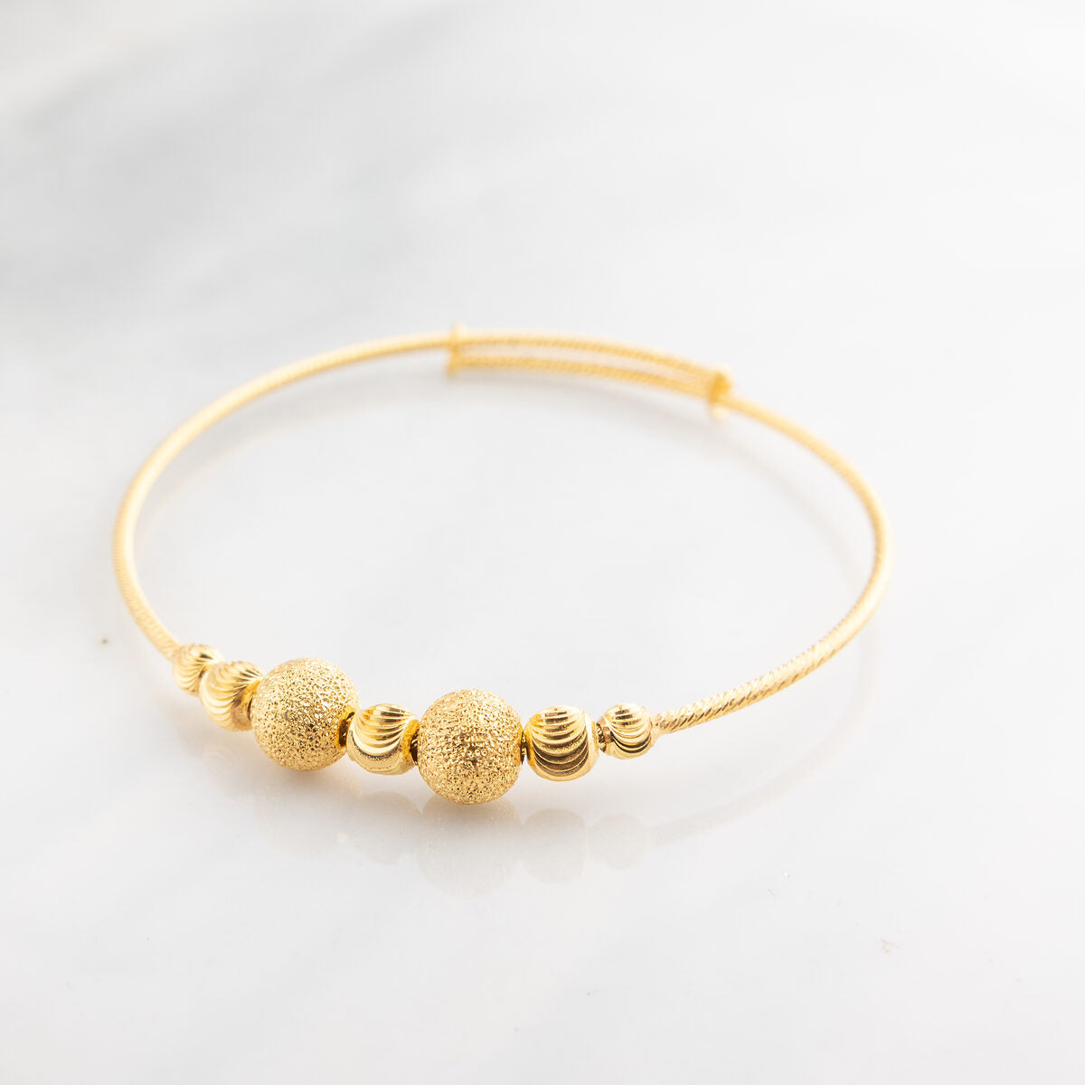 Beads Flex Kids Bangle (D143) - 925 Silver & 24K Gold Plated