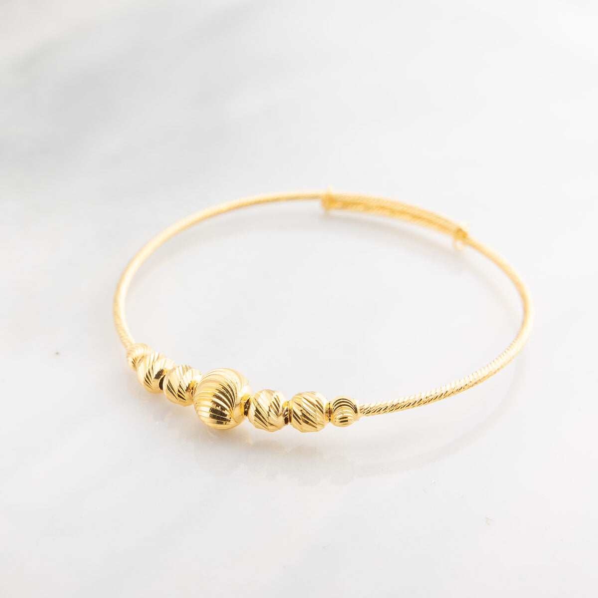 Beads Flex Kids Bangle (D145) - 925 Silver & 24K Gold Plated