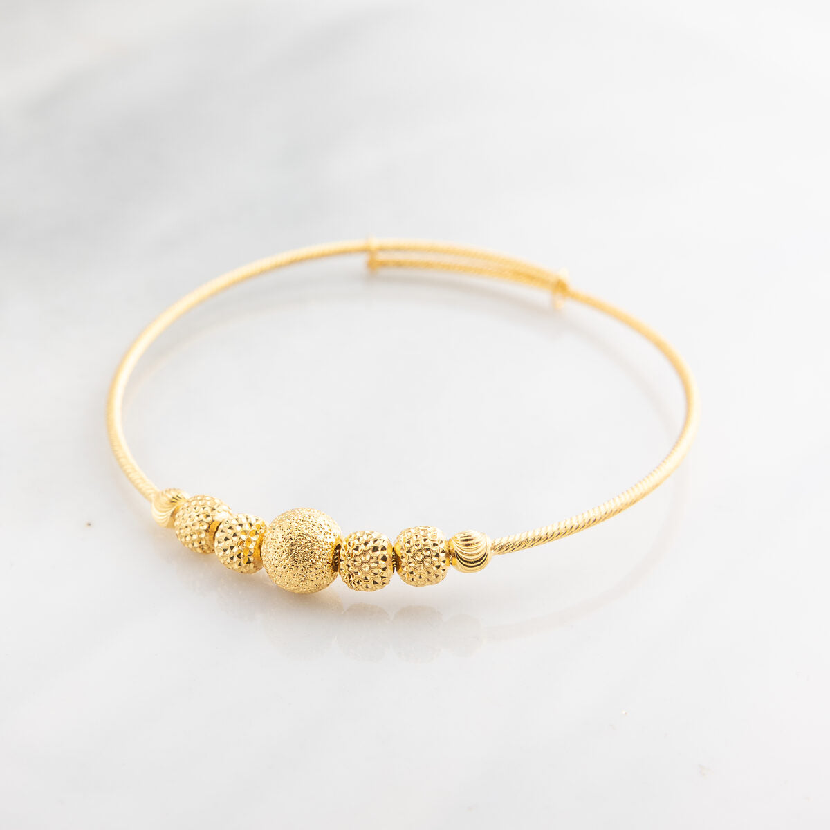 Beads Flex Kids Bangle (D146) - 925 Silver & 24K Gold Plated