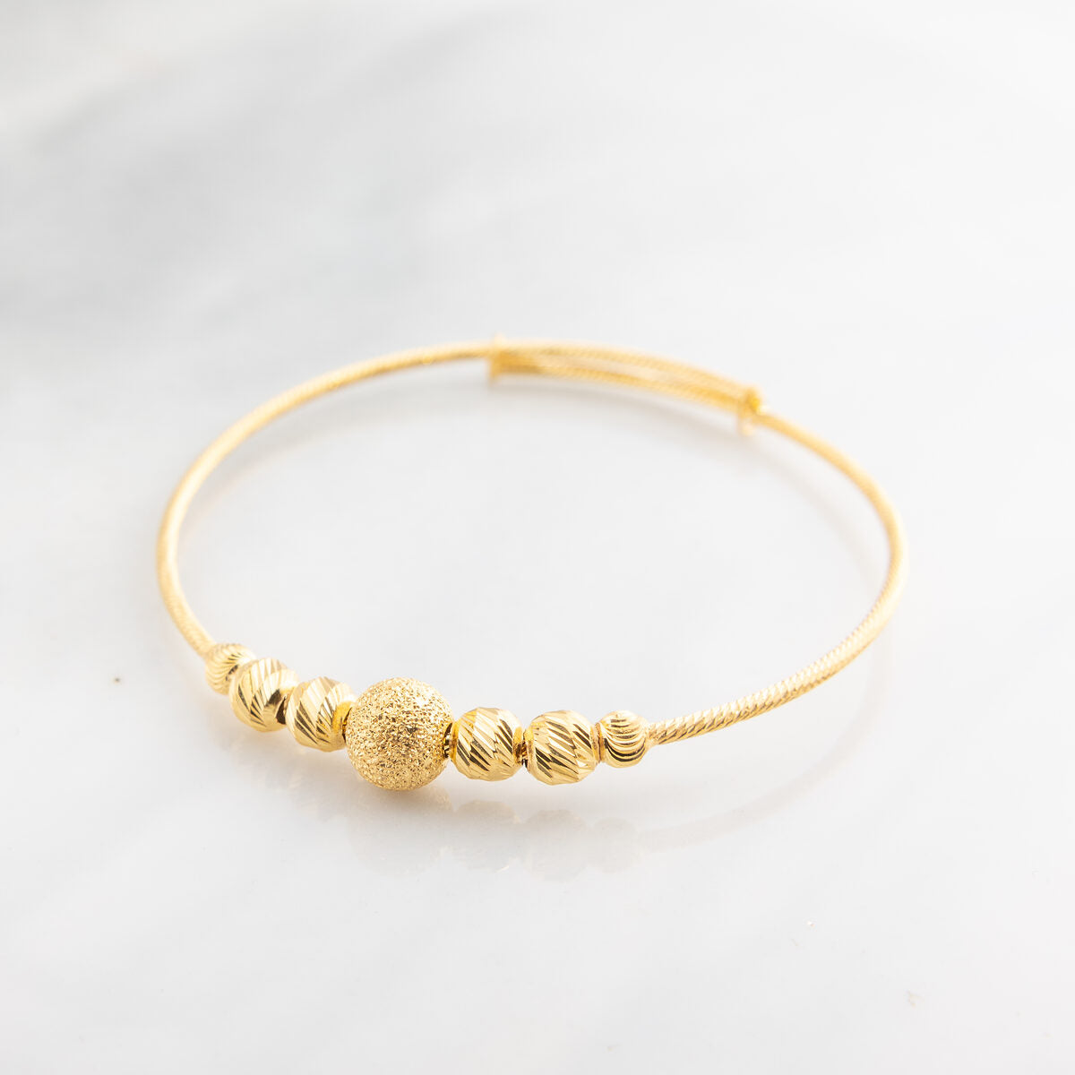 Beads Flex Kids Bangle (D148) - 925 Silver & 24K Gold Plated