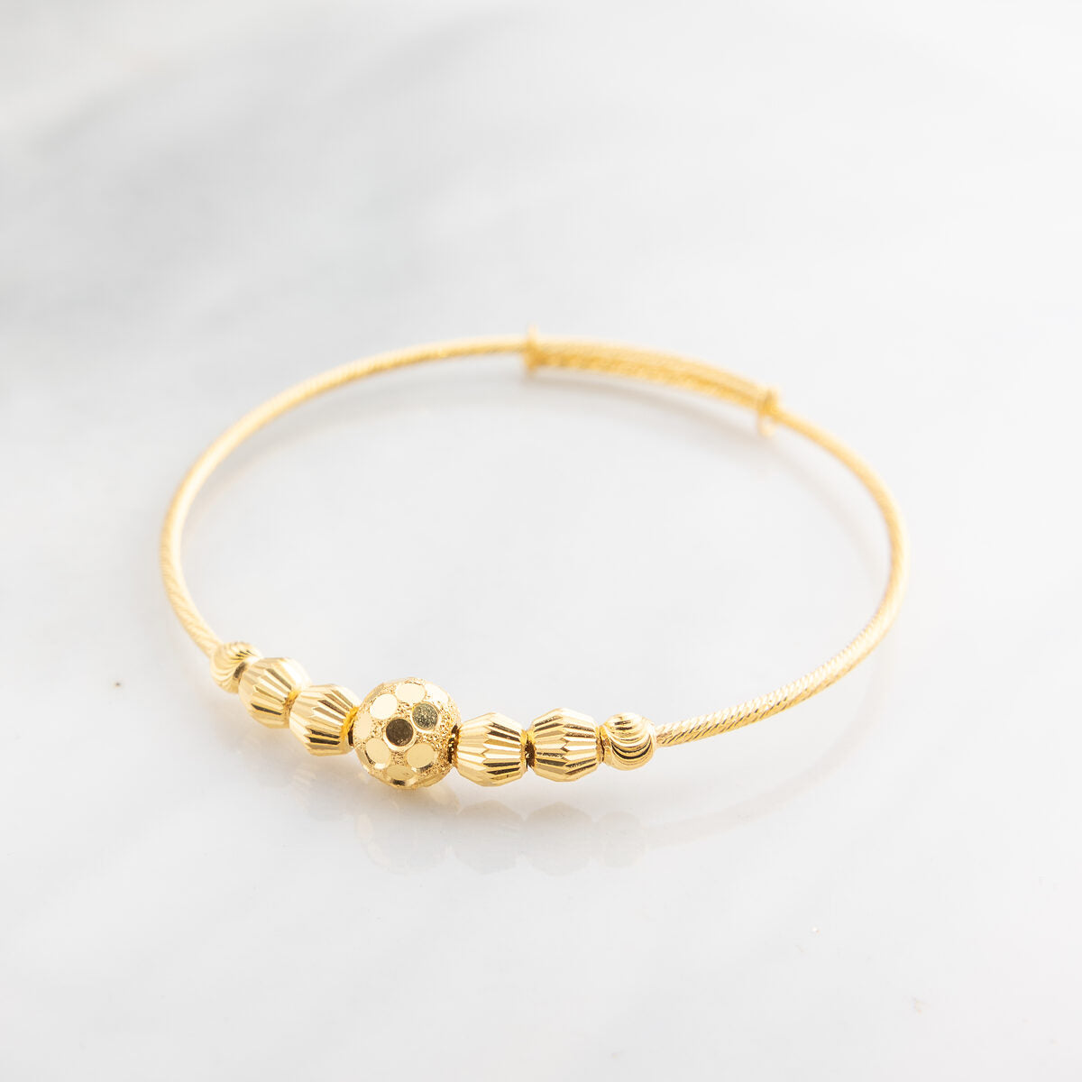 Beads Flex Kids Bangle (D149) - 925 Silver & 24K Gold Plated