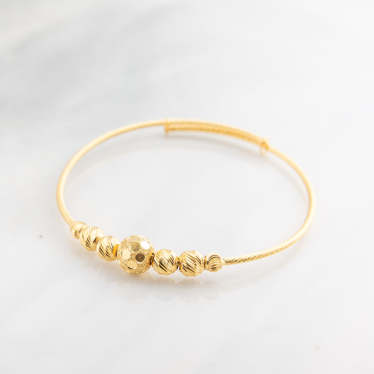 Beads Flex Kids Bangle (D151) - 925 Silver & 24K Gold Plated