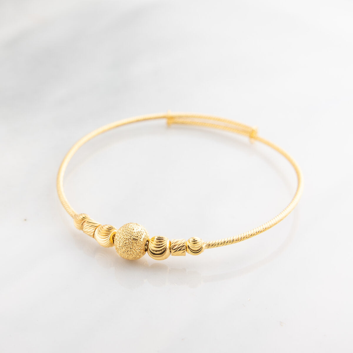 Beads Flex Kids Bangle (D152) - 925 Silver & 24K Gold Plated