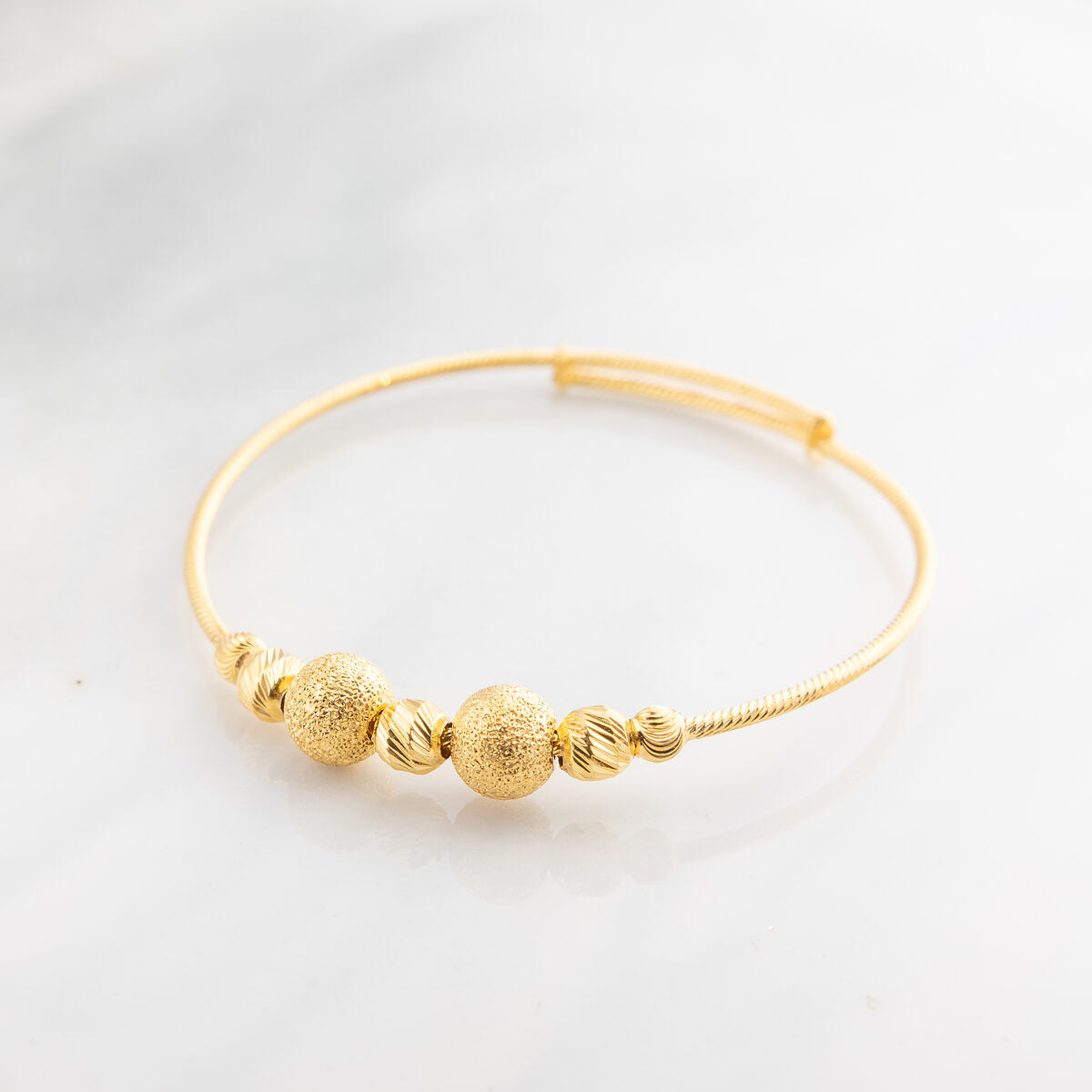 Beads Flex Kids Bangle (D155) - 925 Silver & 24K Gold Plated