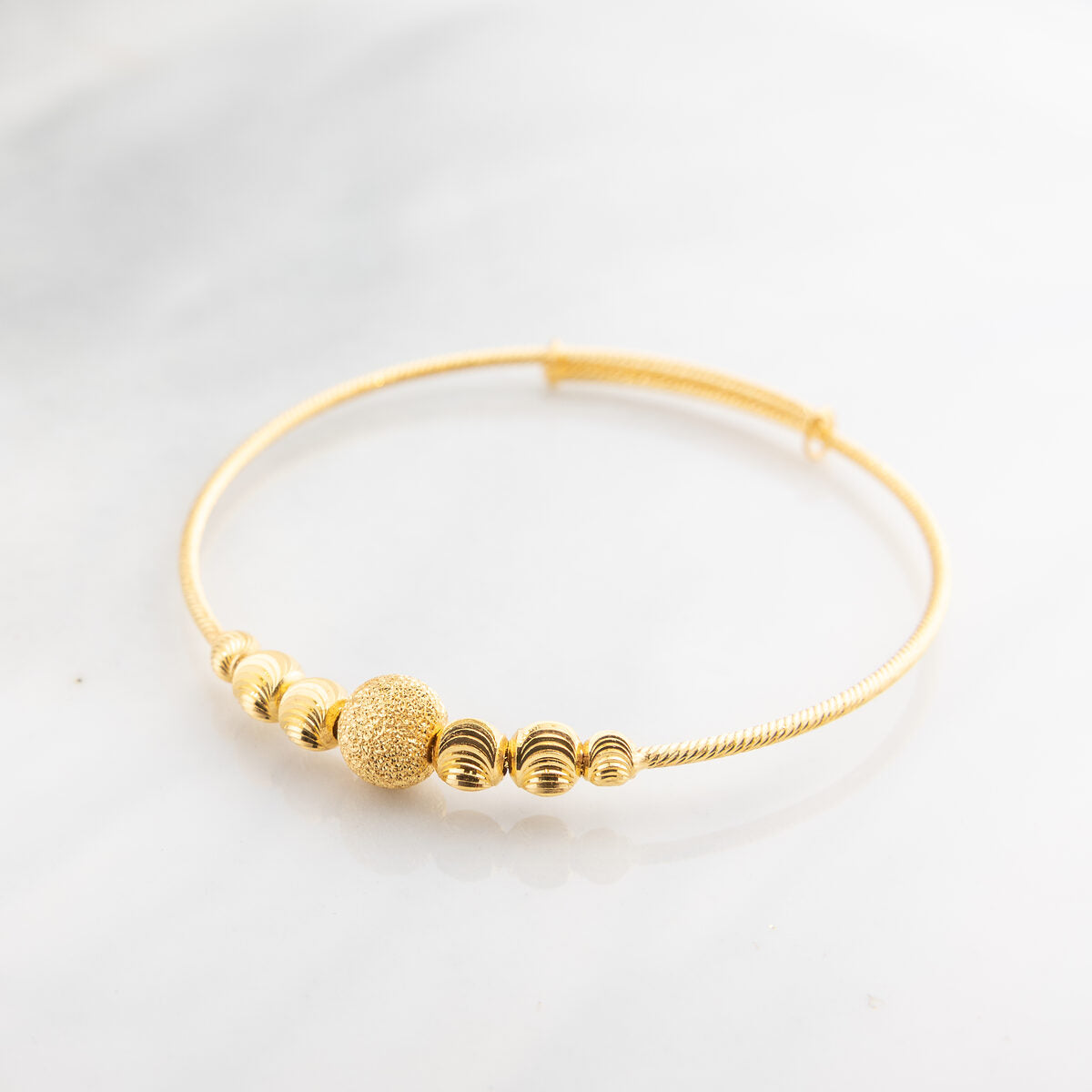 Beads Flex Kids Bangle (D156) - 925 Silver & 24K Gold Plated