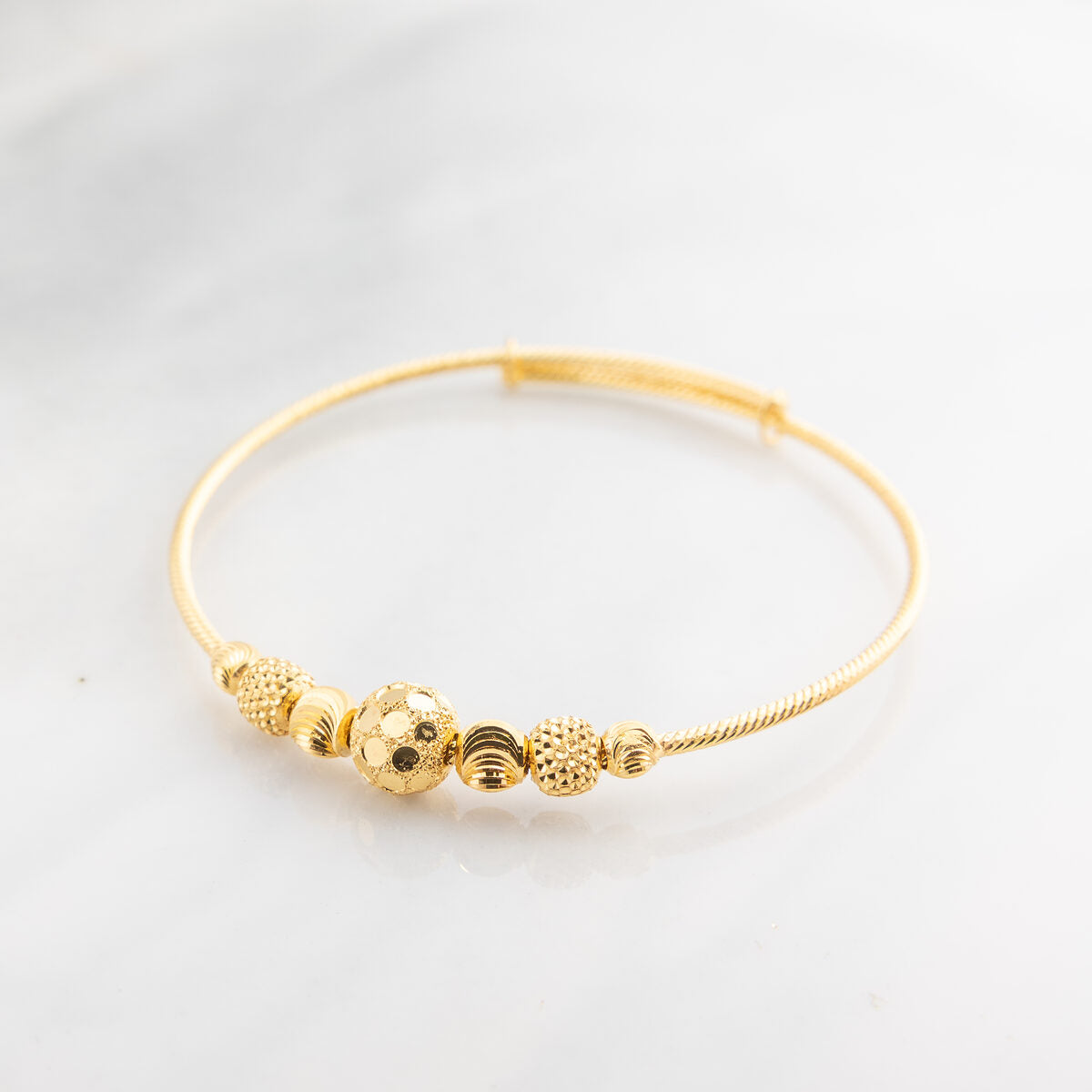 Beads Flex Kids Bangle (D157) - 925 Silver & 24K Gold Plated