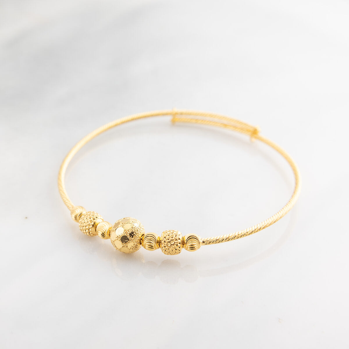 Beads Flex Kids Bangle (D158) - 925 Silver & 24K Gold Plated