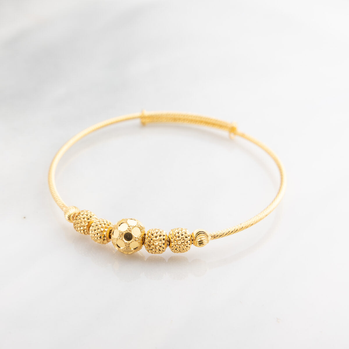 Beads Flex Kids Bangle (D159) - 925 Silver & 24K Gold Plated