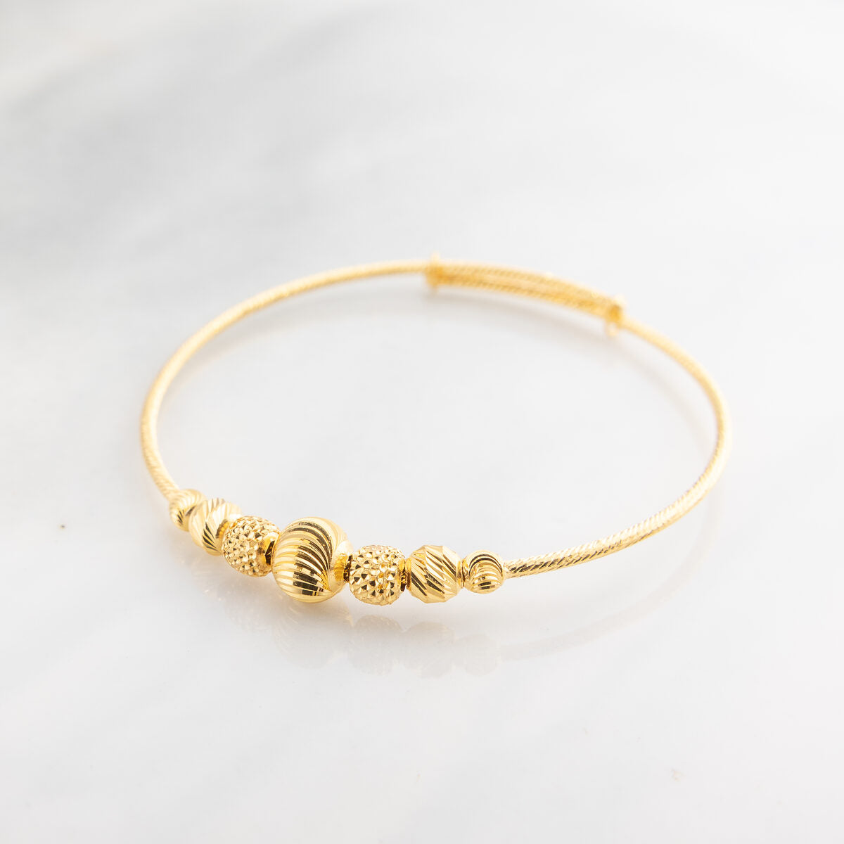 Beads Flex Kids Bangle (D160) - 925 Silver & 24K Gold Plated