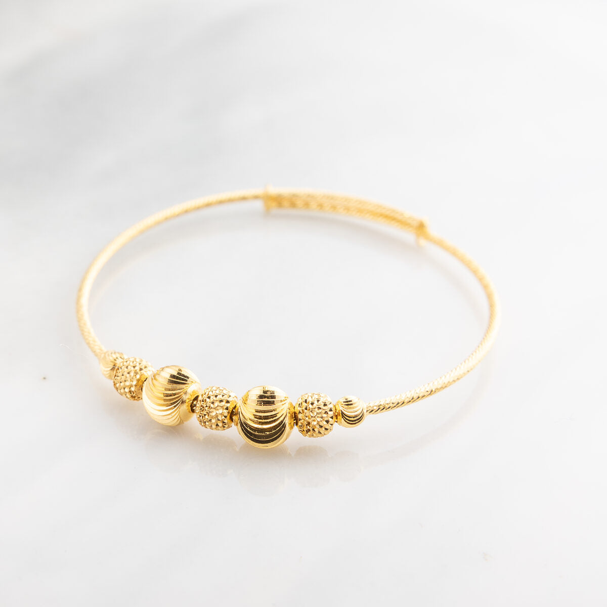 Beads Flex Kids Bangle (D167) - 925 Silver & 24K Gold Plated