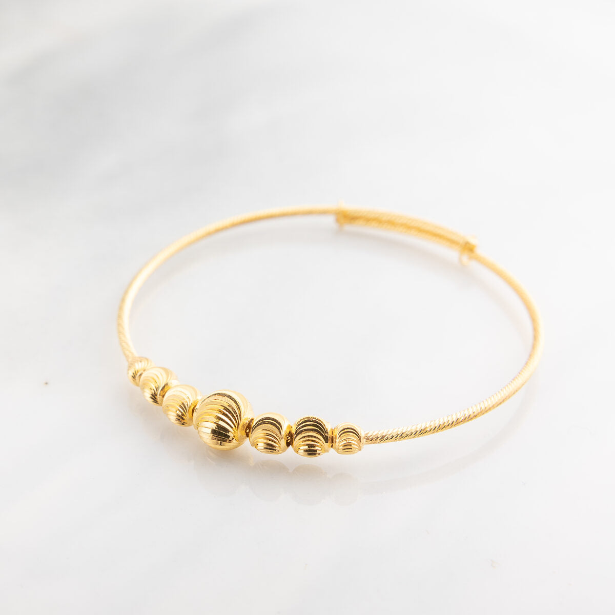 Beads Flex Kids Bangle (D168) - 925 Silver & 24K Gold Plated