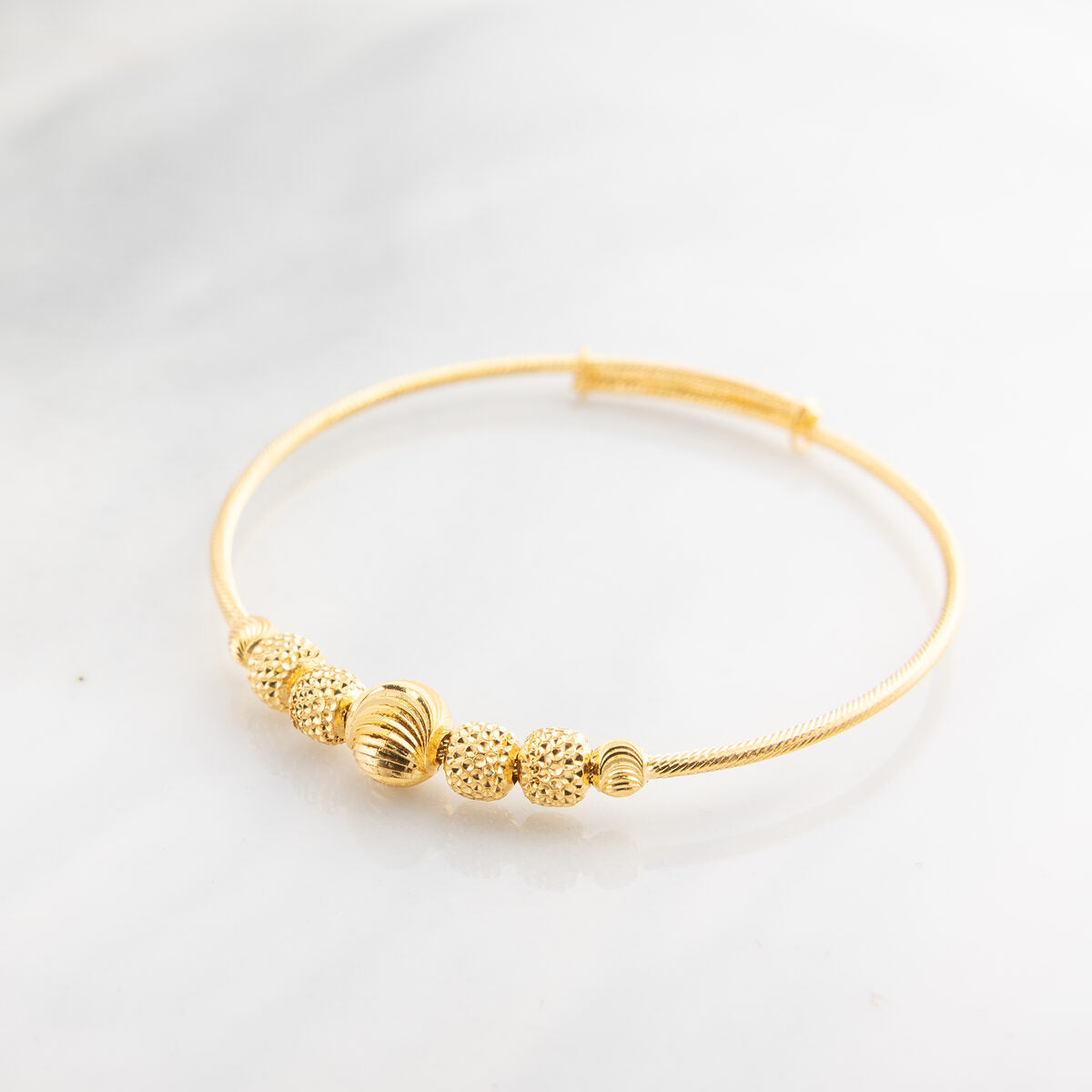 Beads Flex Kids Bangle (D171) - 925 Silver & 24K Gold Plated