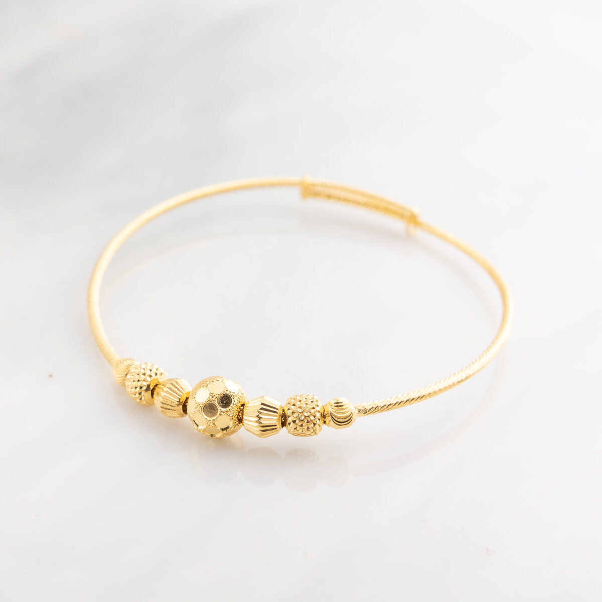 Beads Flex Kids Bangle (D177) - 925 Silver & 24K Gold Plated
