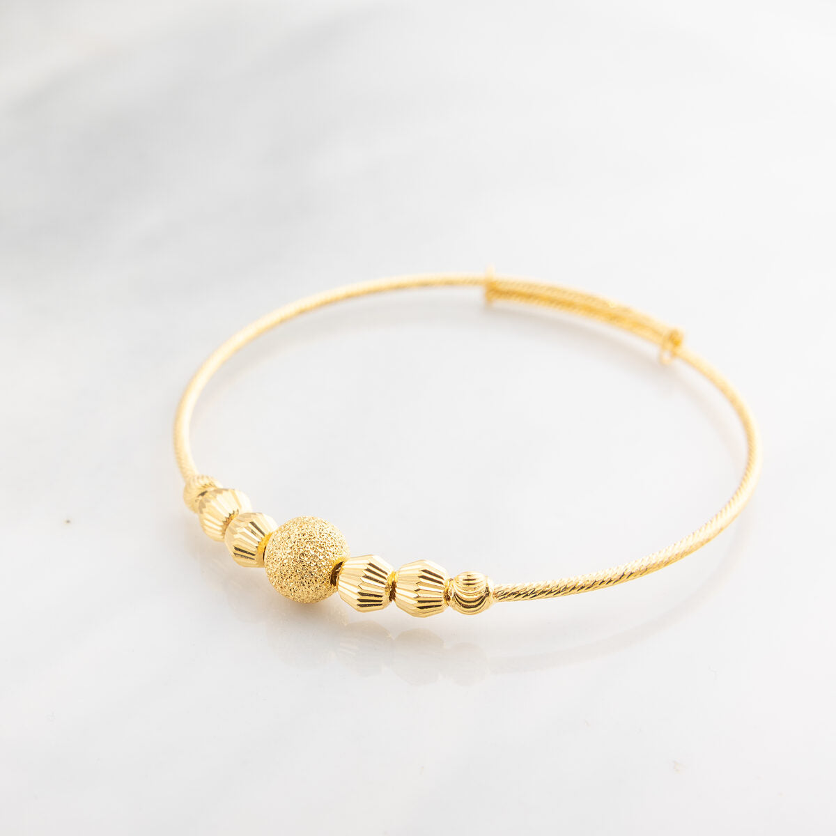Beads Flex Kids Bangle (D178) - 925 Silver & 24K Gold Plated
