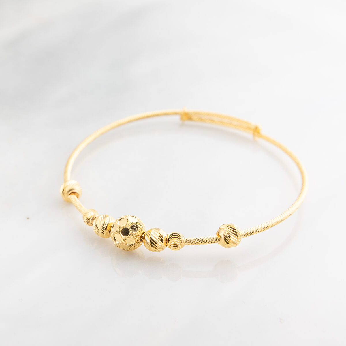 Beads Flex Kids Bangle (D179) - 925 Silver & 24K Gold Plated