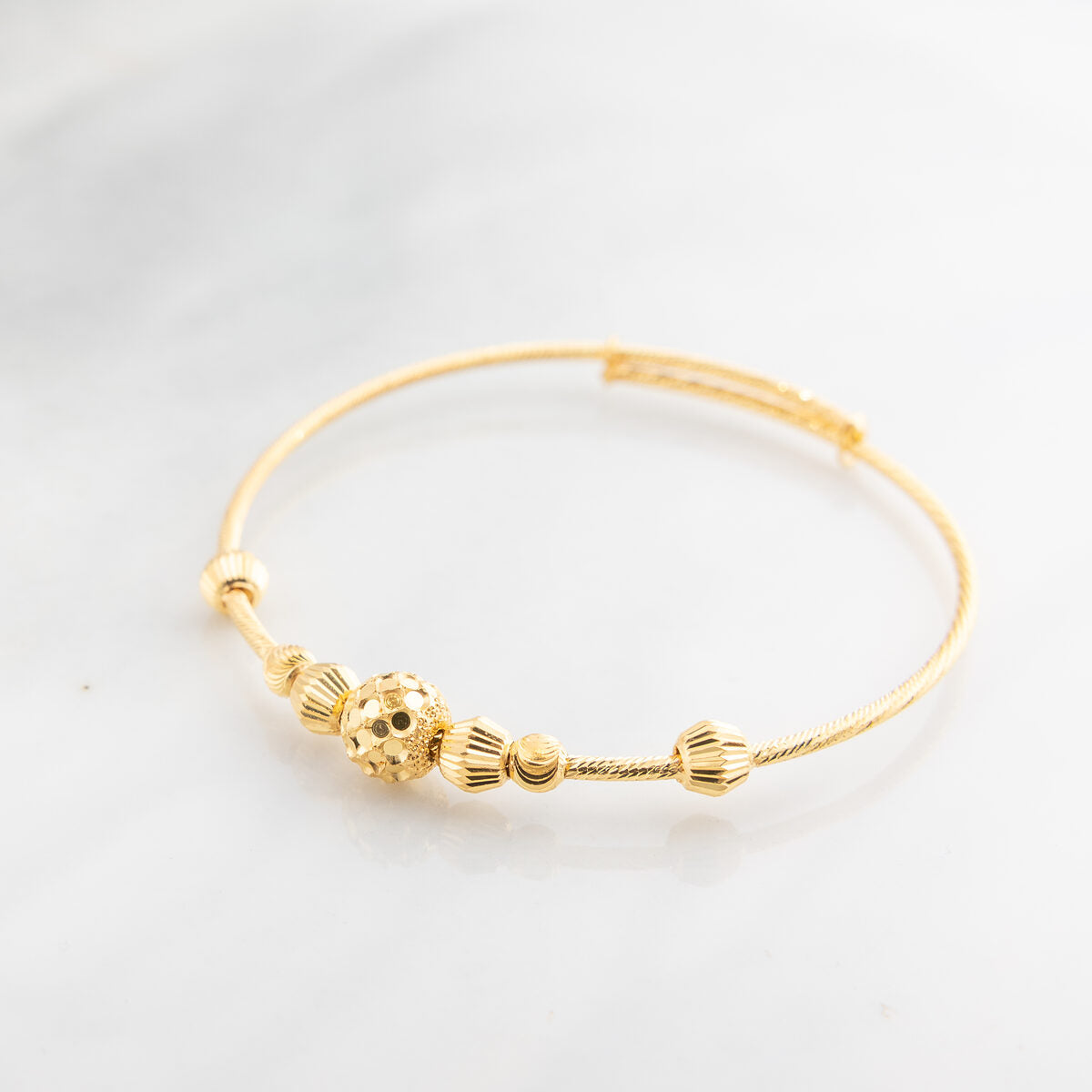 Beads Flex Kids Bangle (D180) - 925 Silver & 24K Gold Plated