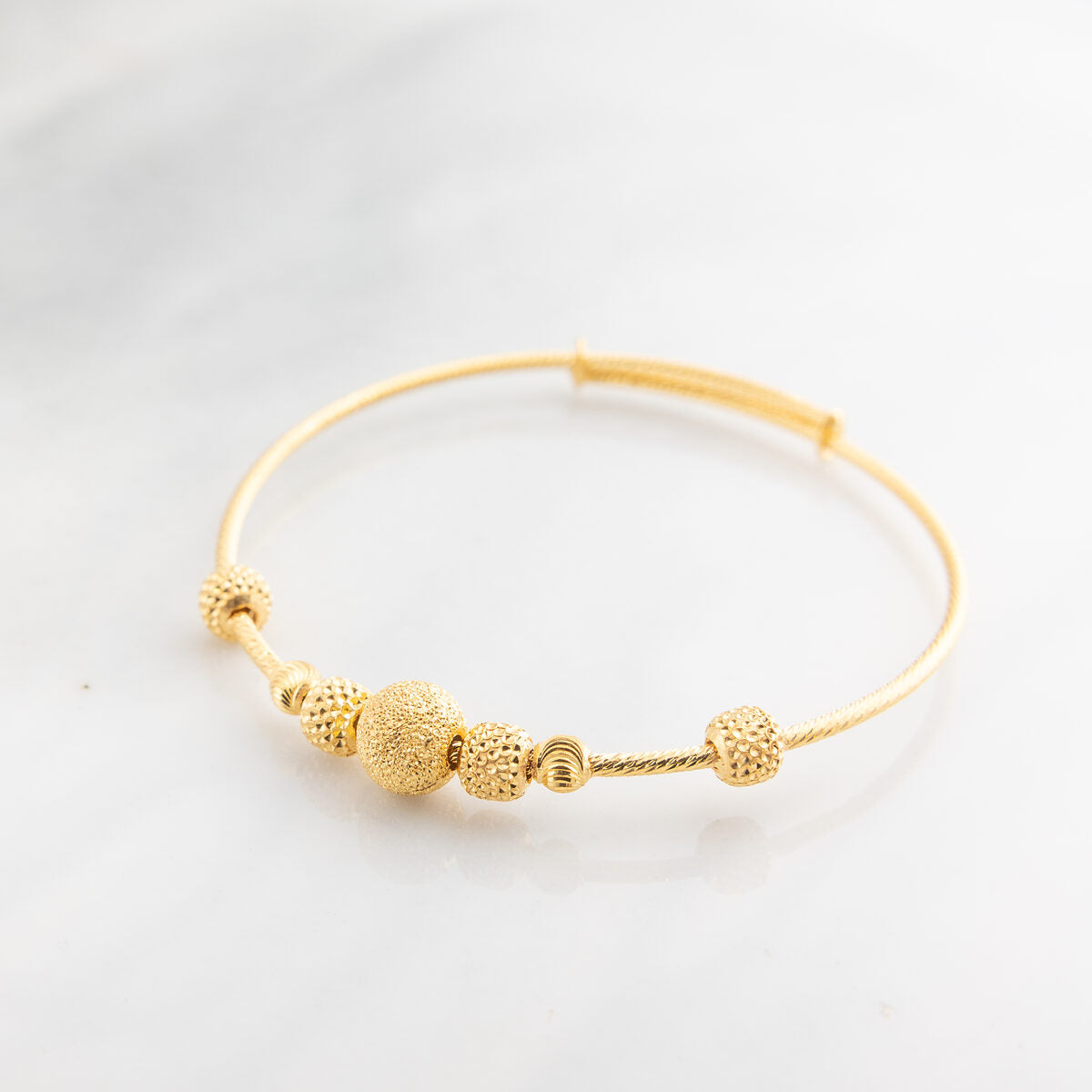 Beads Flex Kids Bangle (D181) - 925 Silver & 24K Gold Plated