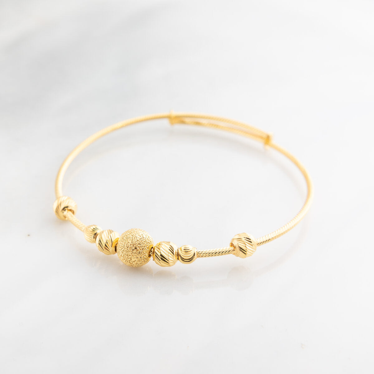 Beads Flex Kids Bangle (D182) - 925 Silver & 24K Gold Plated