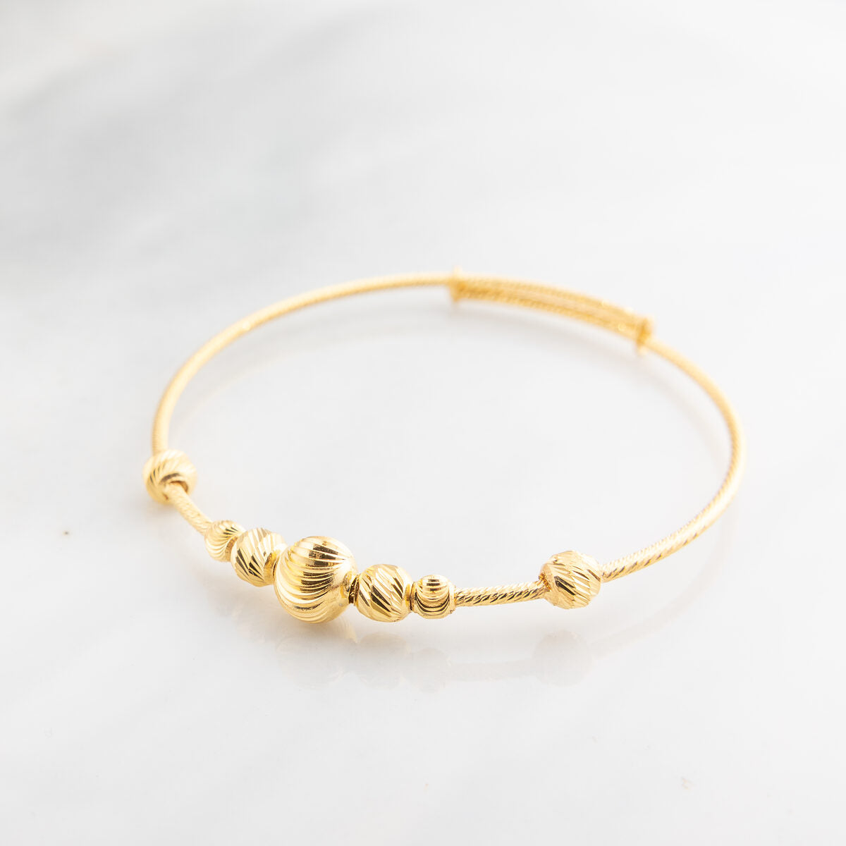 Beads Flex Kids Bangle (D183) - 925 Silver & 24K Gold Plated