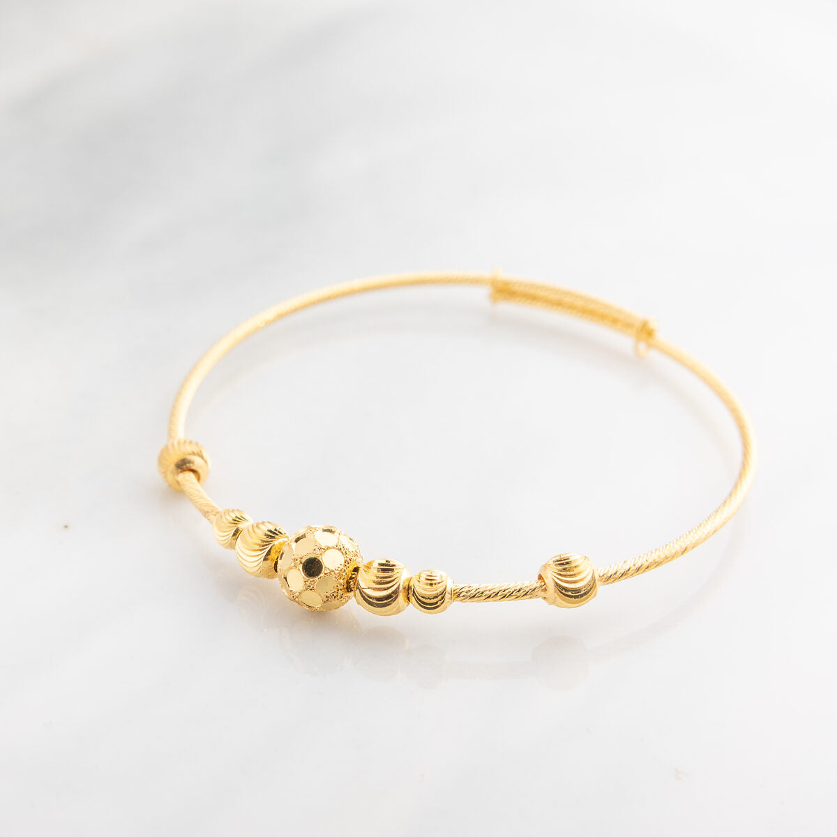 Beads Flex Kids Bangle (D184) - 925 Silver & 24K Gold Plated