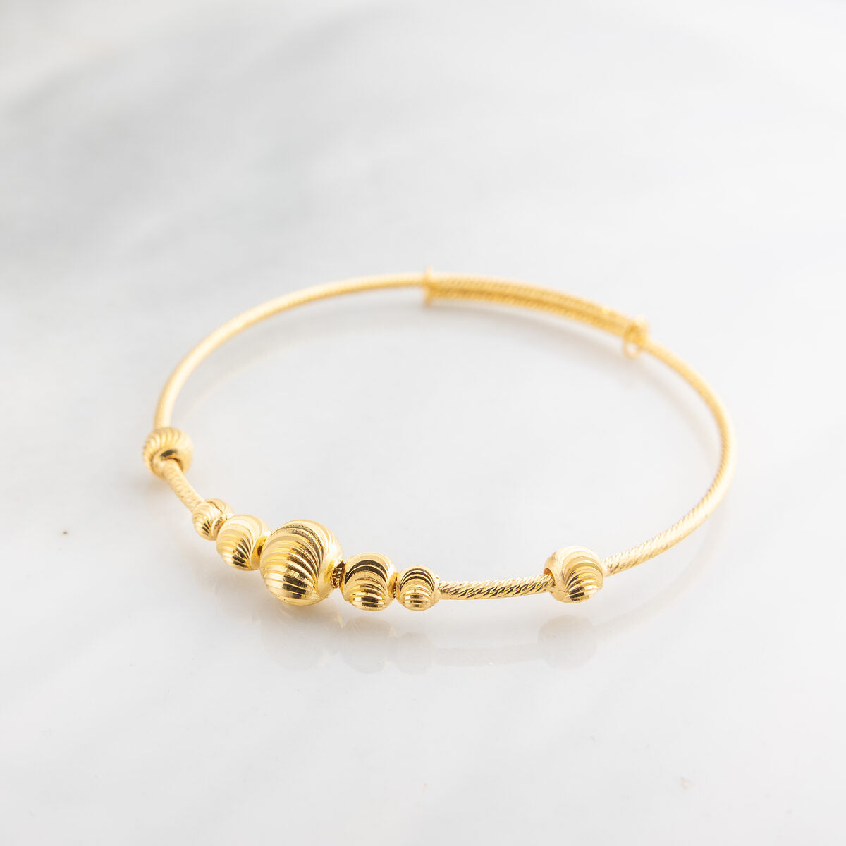 Beads Flex Kids Bangle (D185) - 925 Silver & 24K Gold Plated