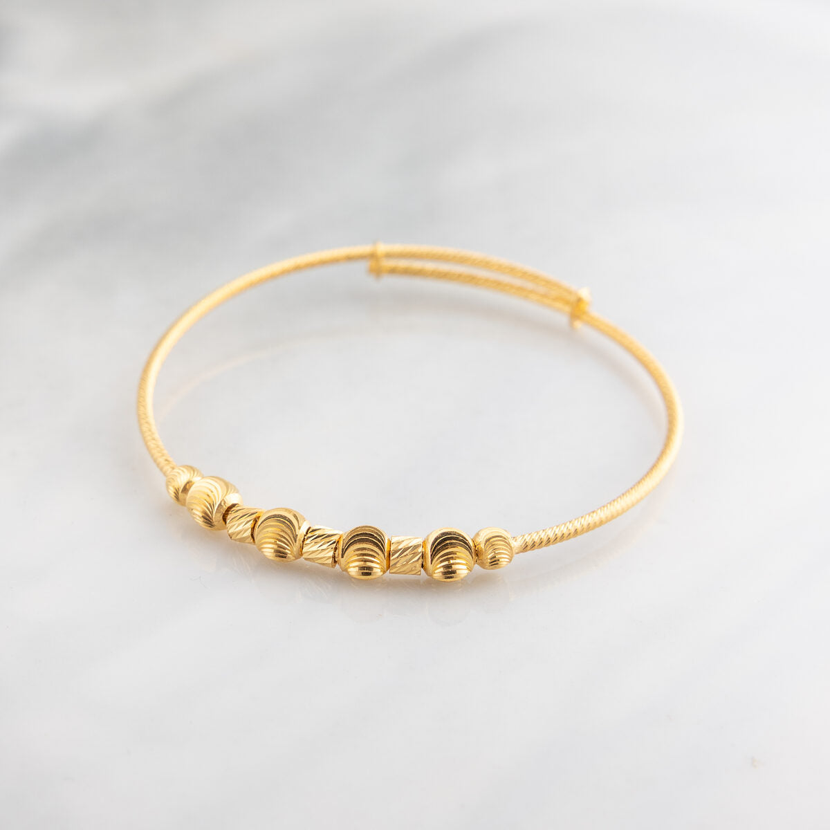 Beads Flex Kids Bangle (D45) - 925 Silver and 24K Gold Plated