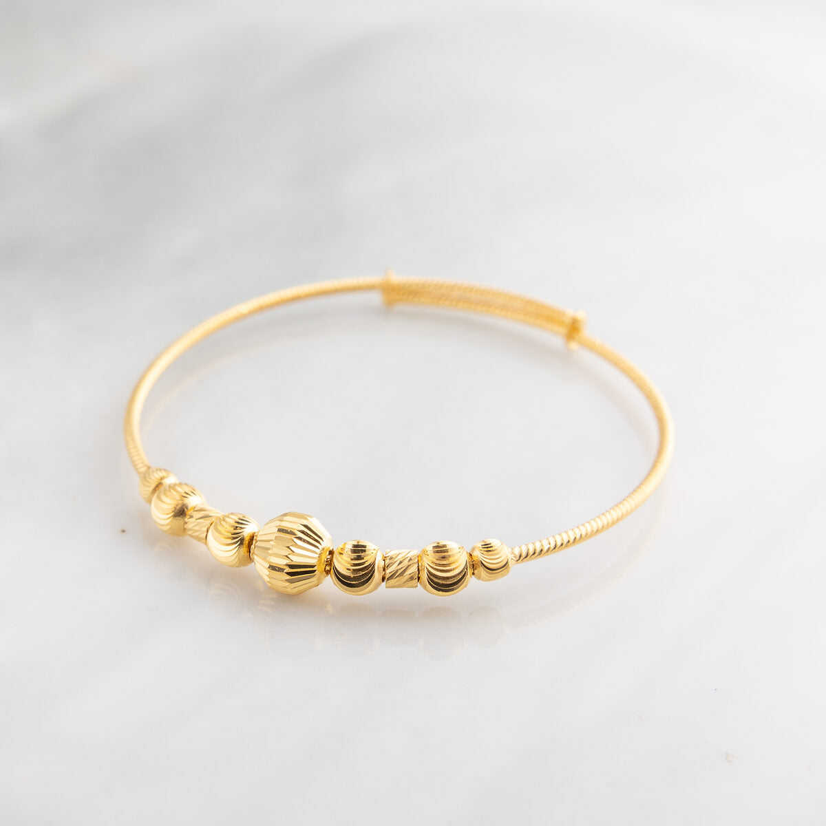 Beads Flex Kids Bangle (D50) - 925 Silver & 24K Gold Plated