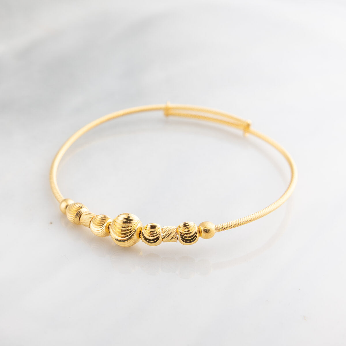 Beads Flex Kids Bangle (D51) - 925 Silver & 24K Gold Plated
