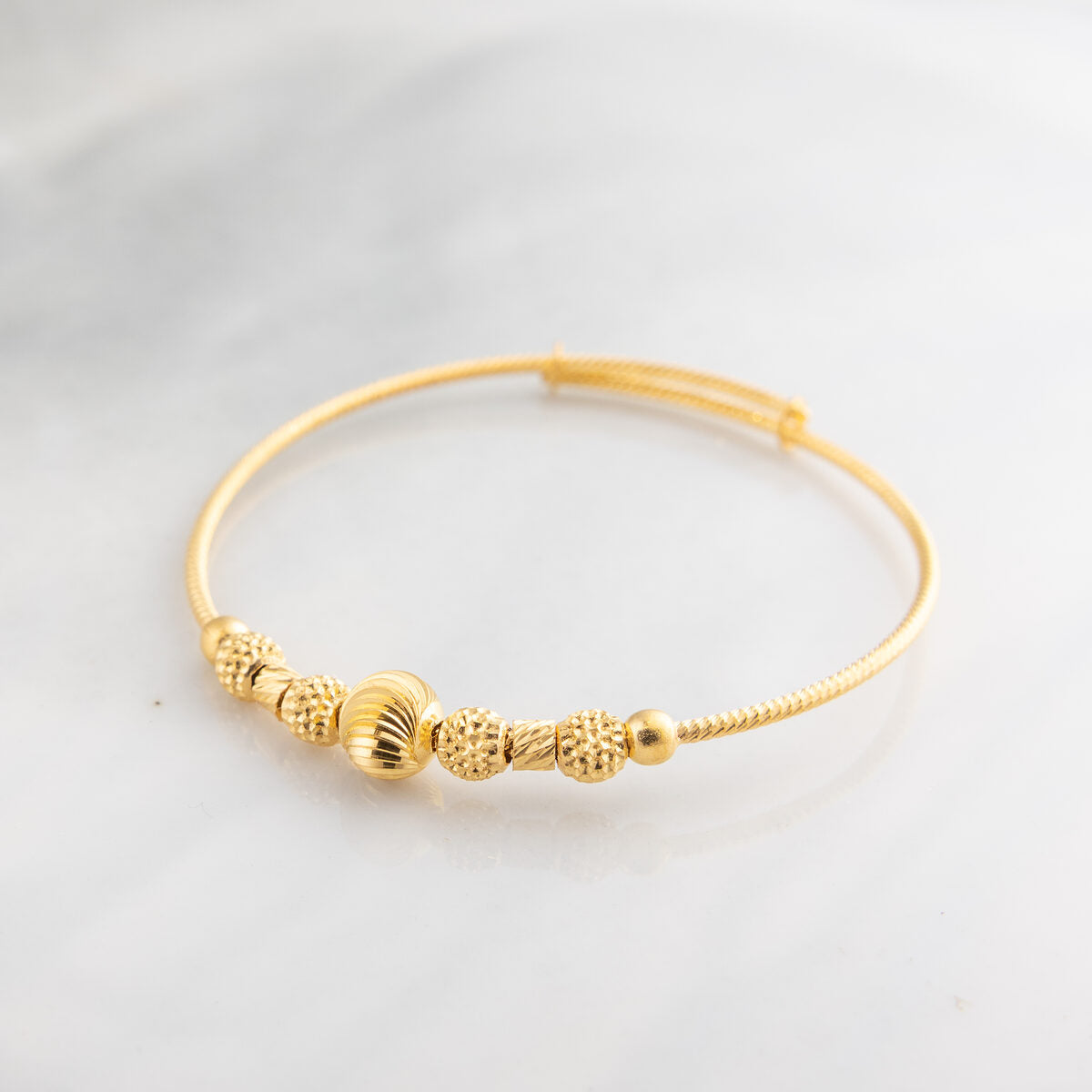 Beads Flex Kids Bangle (D52) - 925 Silver & 24K Gold Plated