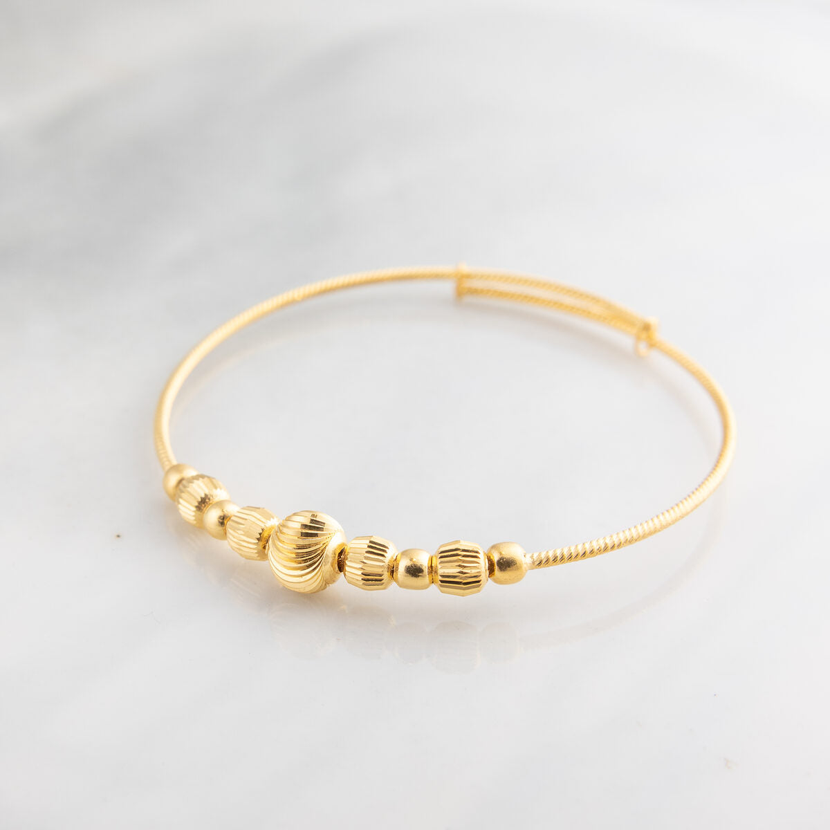 Beads Flex Kids Bangle (D54) - 925 Silver & 24K Gold Plated
