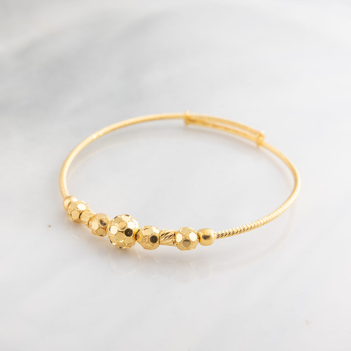 Beads Flex Kids Bangle (D56) - 925 Silver & 24K Gold Plated