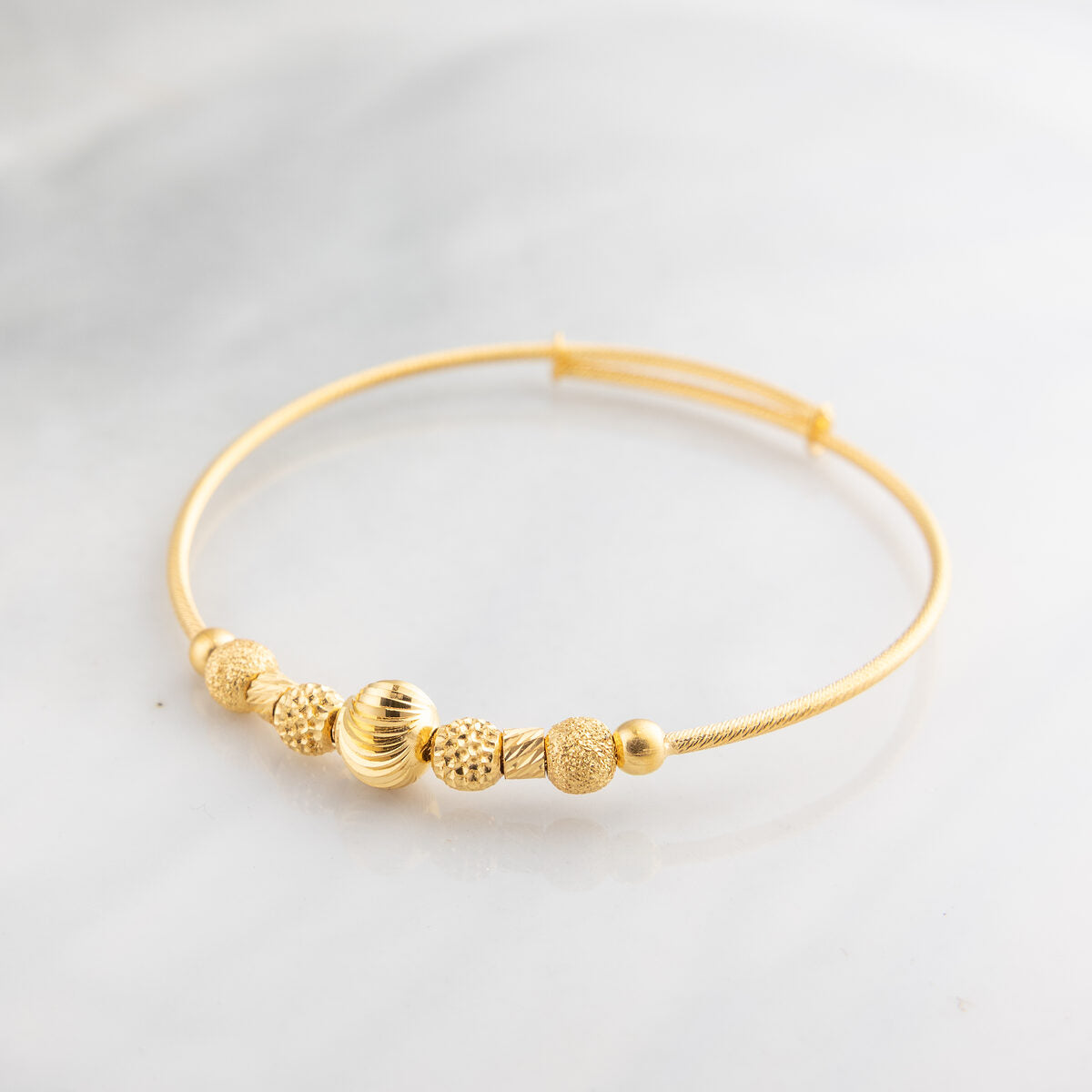 Beads Flex Kids Bangle (D57) - 925 Silver & 24K Gold Plated