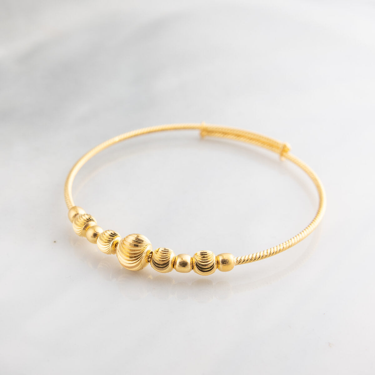 Beads Flex Kids Bangle (D58) - 925 Silver & 24K Gold Plated
