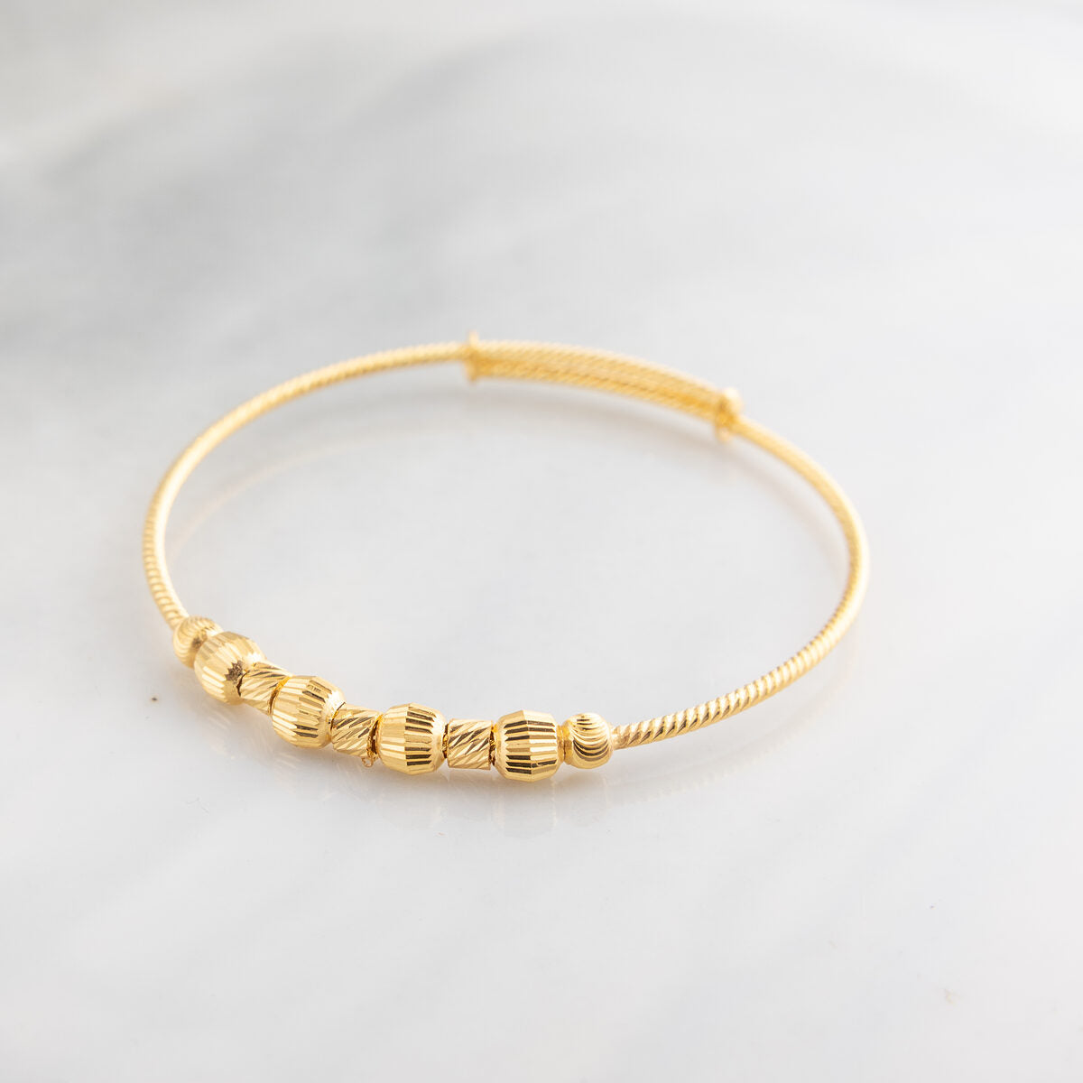 Beads Flex Kids Bangle (D59) - 925 Silver & 24K Gold Plated