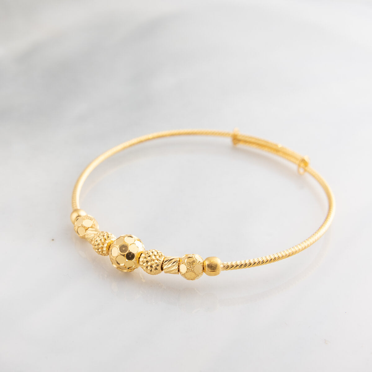 Beads Flex Kids Bangle (D61) - 925 Silver & 24K Gold Plated