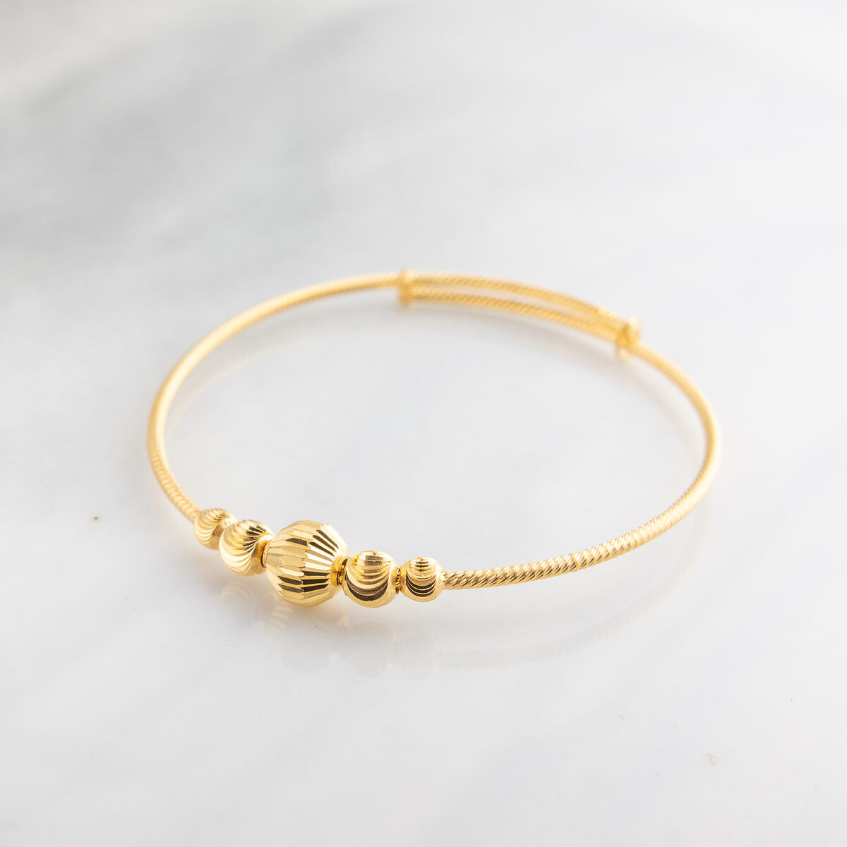 Beads Flex Kids Bangle (D67) - 925 Silver & 24K Gold Plated