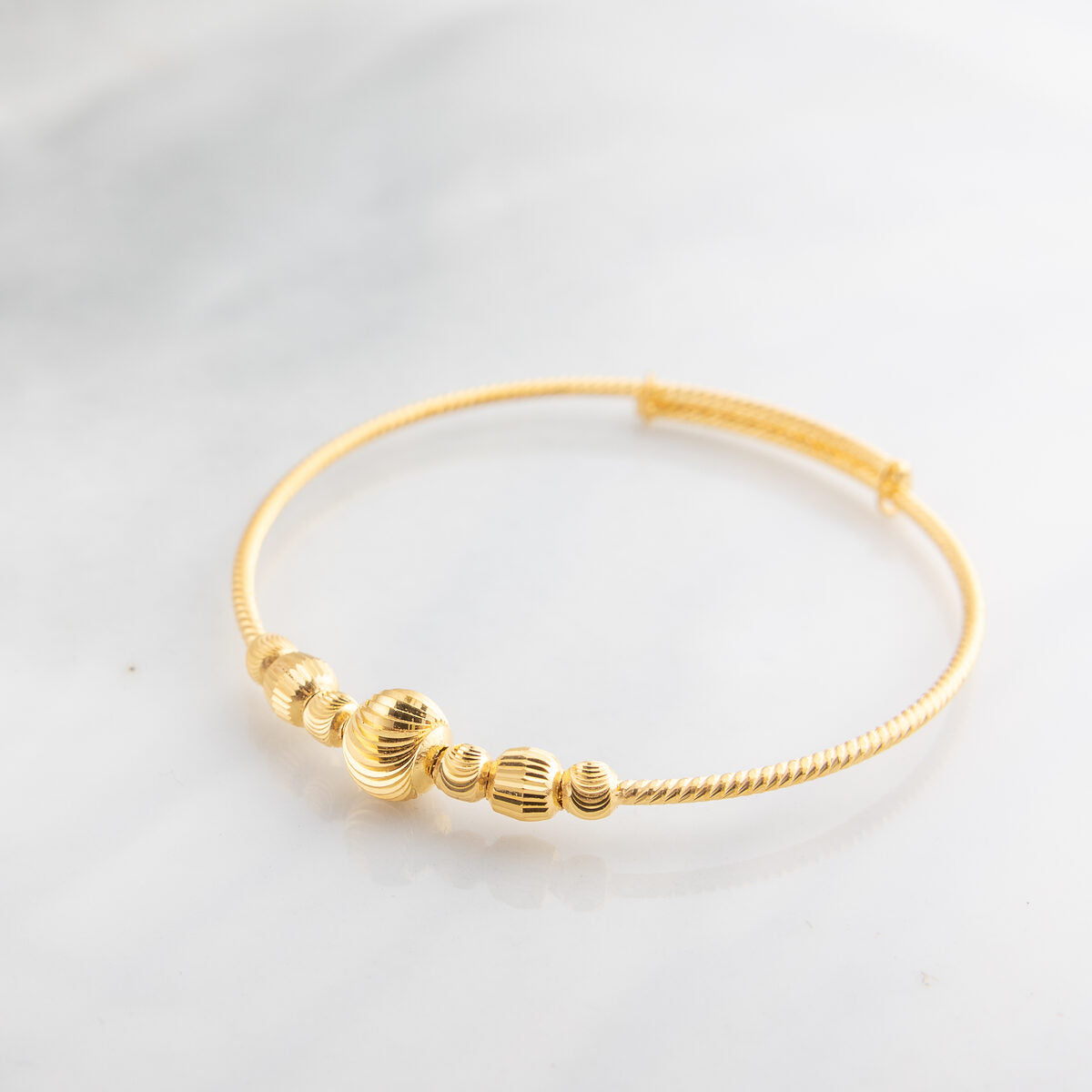 Beads Flex Kids Bangle (D68) - 925 Silver & 24K Gold Plated