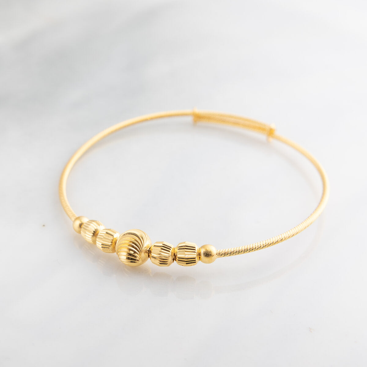 Beads Flex Kids Bangle (D70) - 925 Silver & 24K Gold Plated