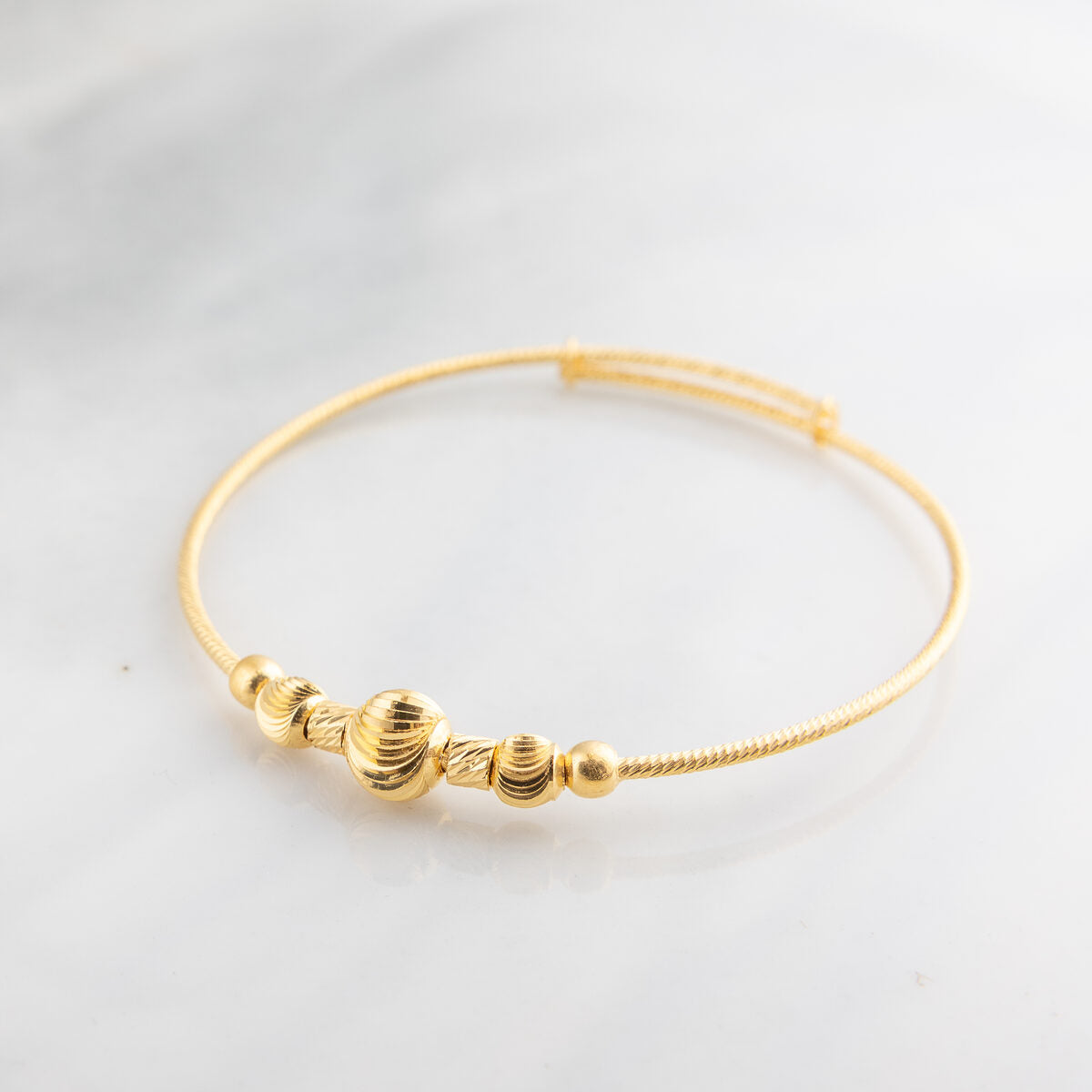 Beads Flex Kids Bangle (D71) - 925 Silver & 24K Gold Plated