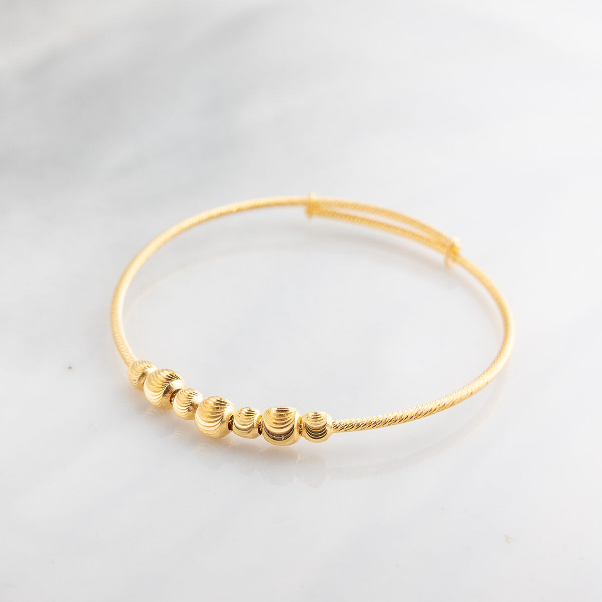 Beads Flex Kids Bangle (D73) - 925 Silver & 24K Gold Plated