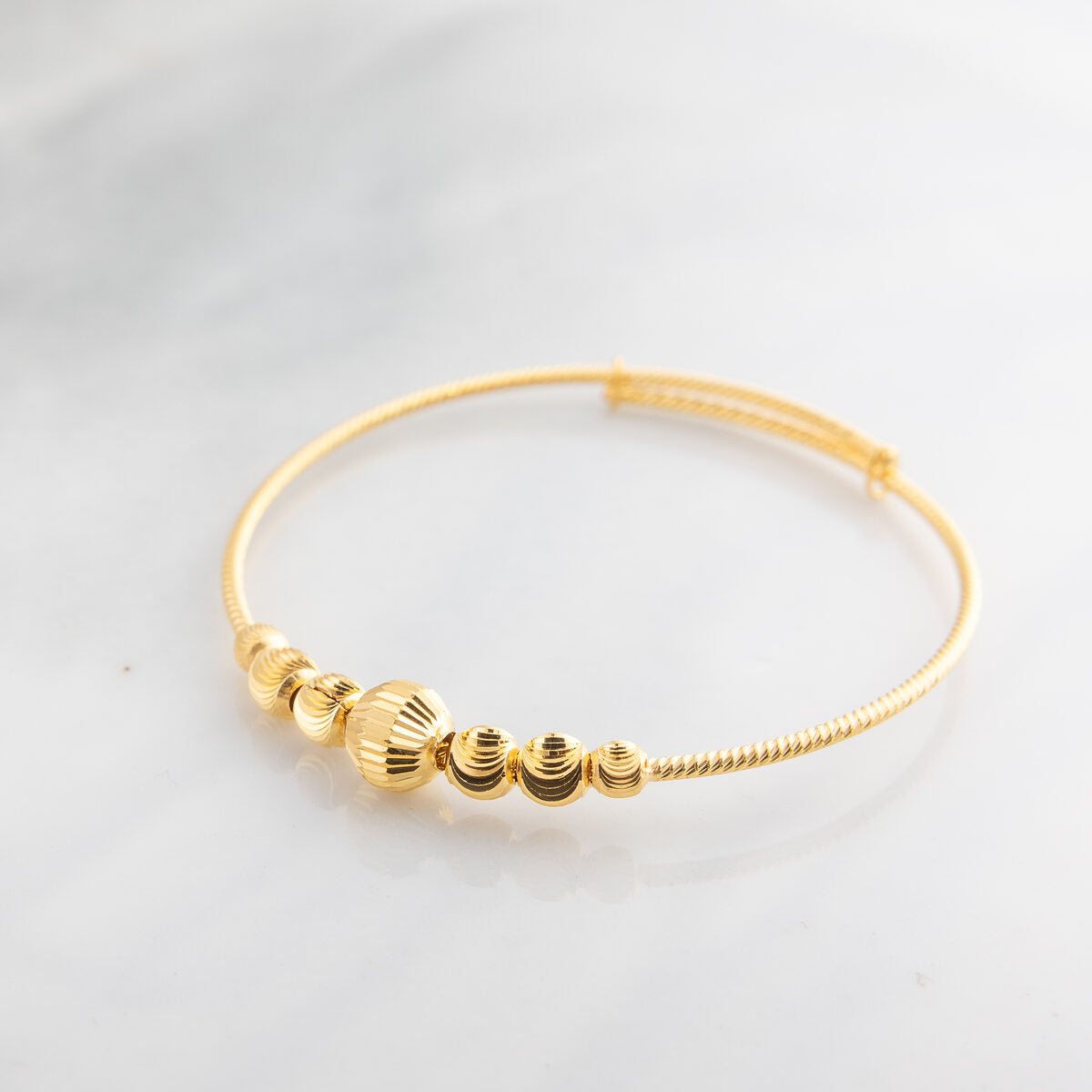 Beads Flex Kids Bangle (D76) - 925 Silver & 24K Gold Plated