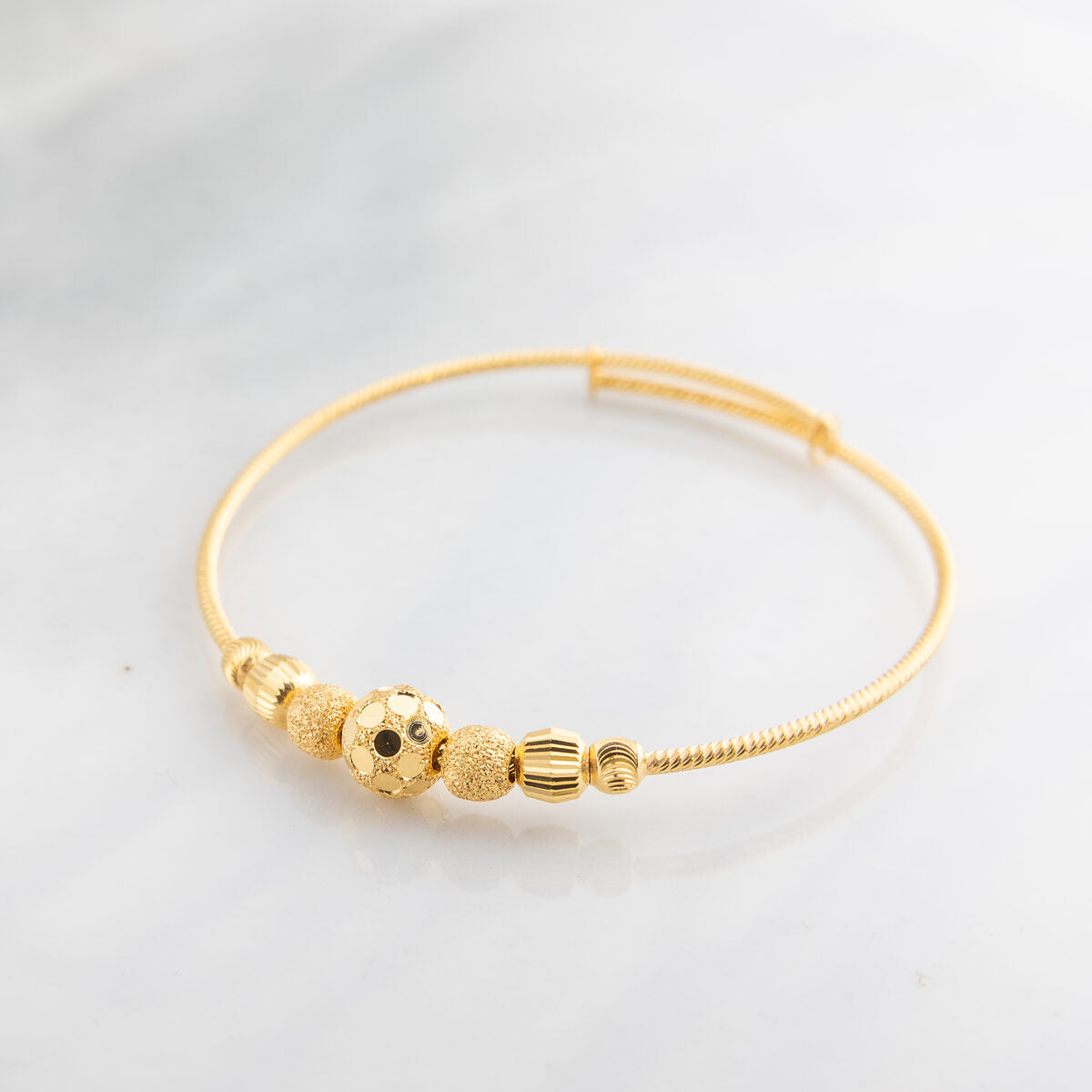 Beads Flex Kids Bangle (D77) - 925 Silver & 24K Gold Plated