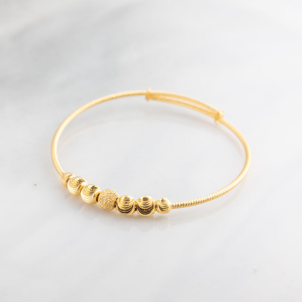 Beads Flex Kids Bangle (D78) - 925 Silver & 24K Gold Plated