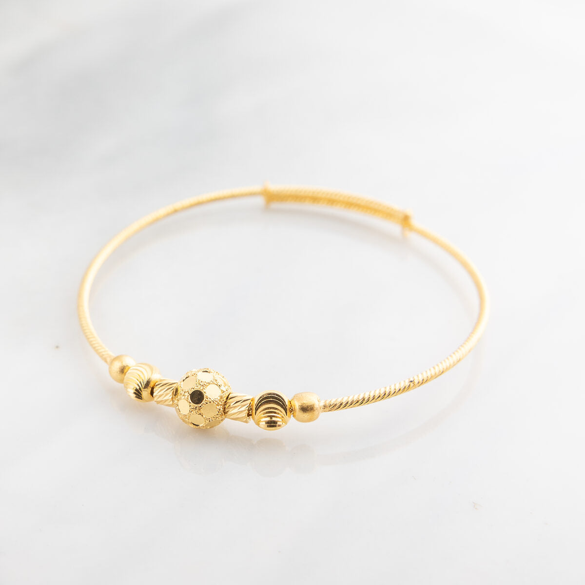 Beads Flex Kids Bangle (D81) - 925 Silver & 24K Gold Plated