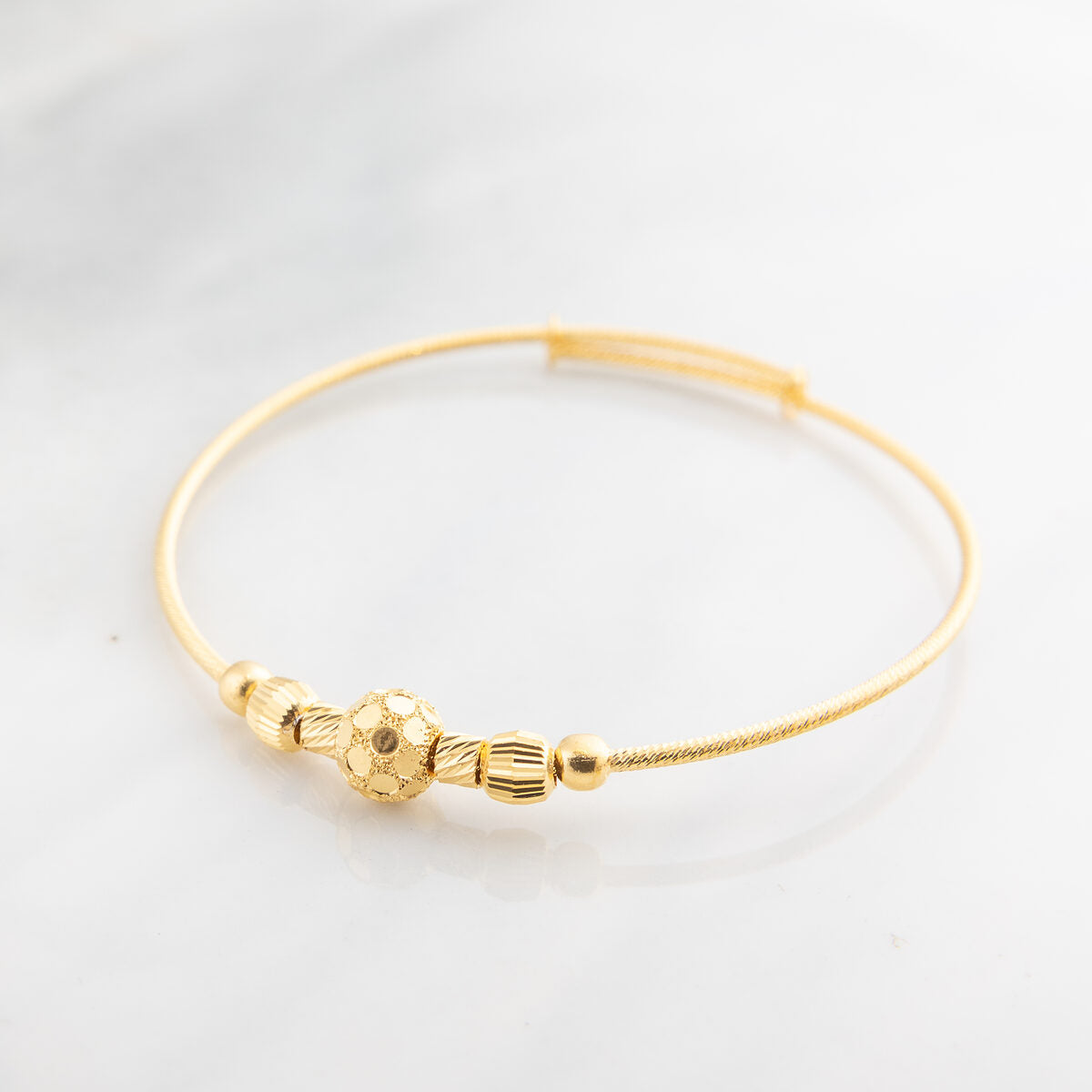 Beads Flex Kids Bangle (D82) - 925 Silver & 24K Gold Plated